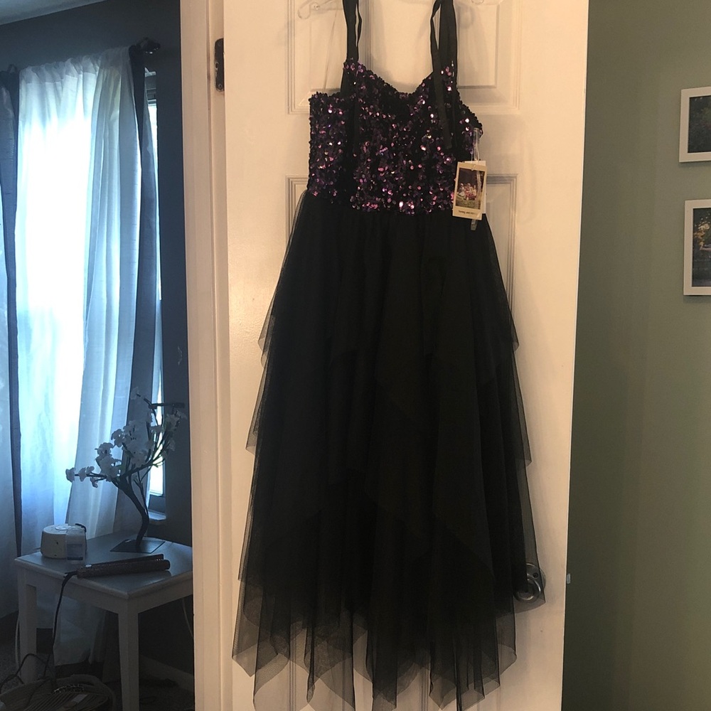 Honey and Rosie Black and Purple Formal Dress
